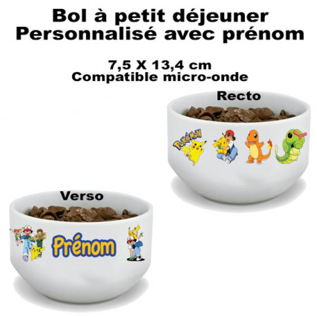 Bol à petit déjeuner Pokemon V1 personnalisé avec prénom mug, tasse
