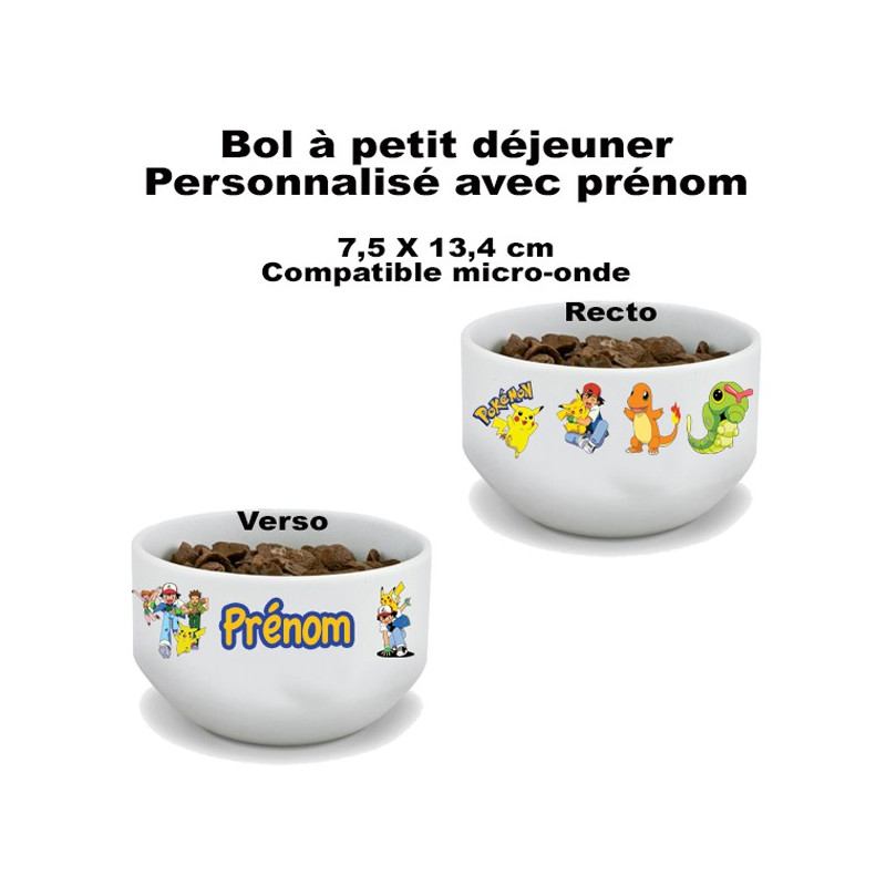 Bol à petit déjeuner Pokemon V1 personnalisé avec prénom mug, tasse